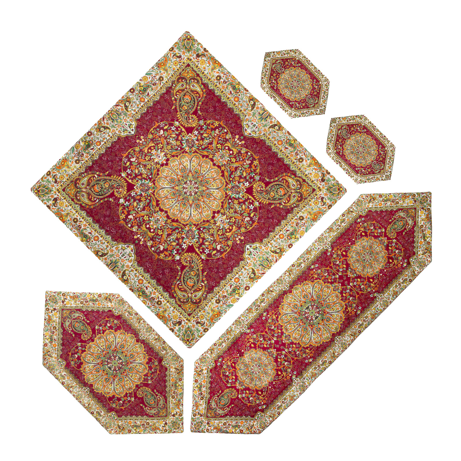 ست 5 تکه رومیزی ترمه طرح افشار کد afz-1007