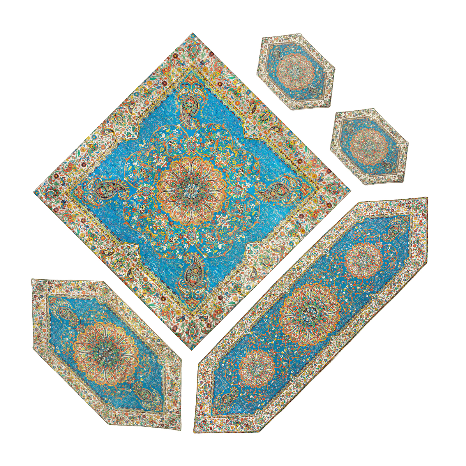 ست ۵ تکه رومیزی ترمه مدل افشار کد afz-1007
