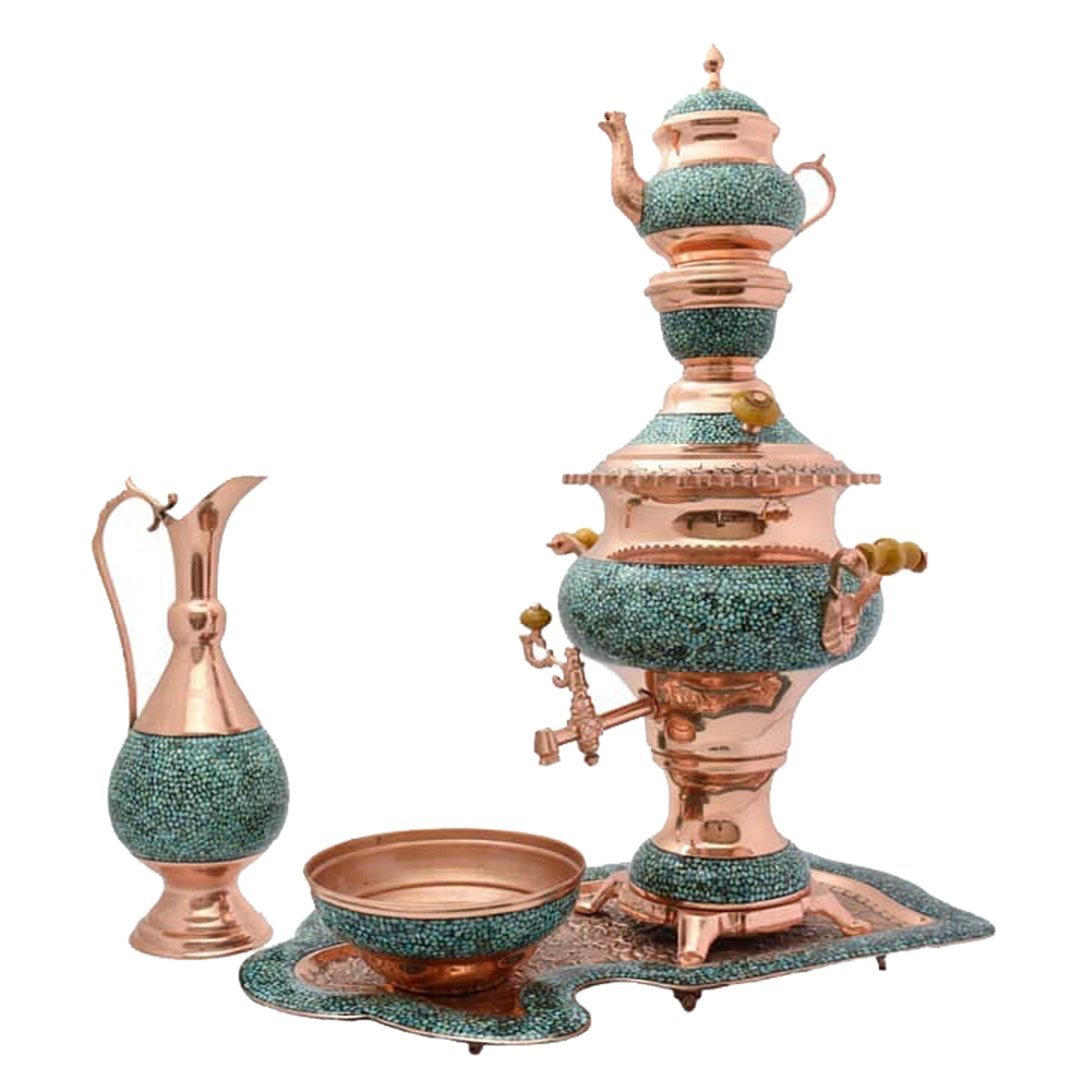 سرویس سماور فیروزه کوبی ۵ پارچه کد 12541