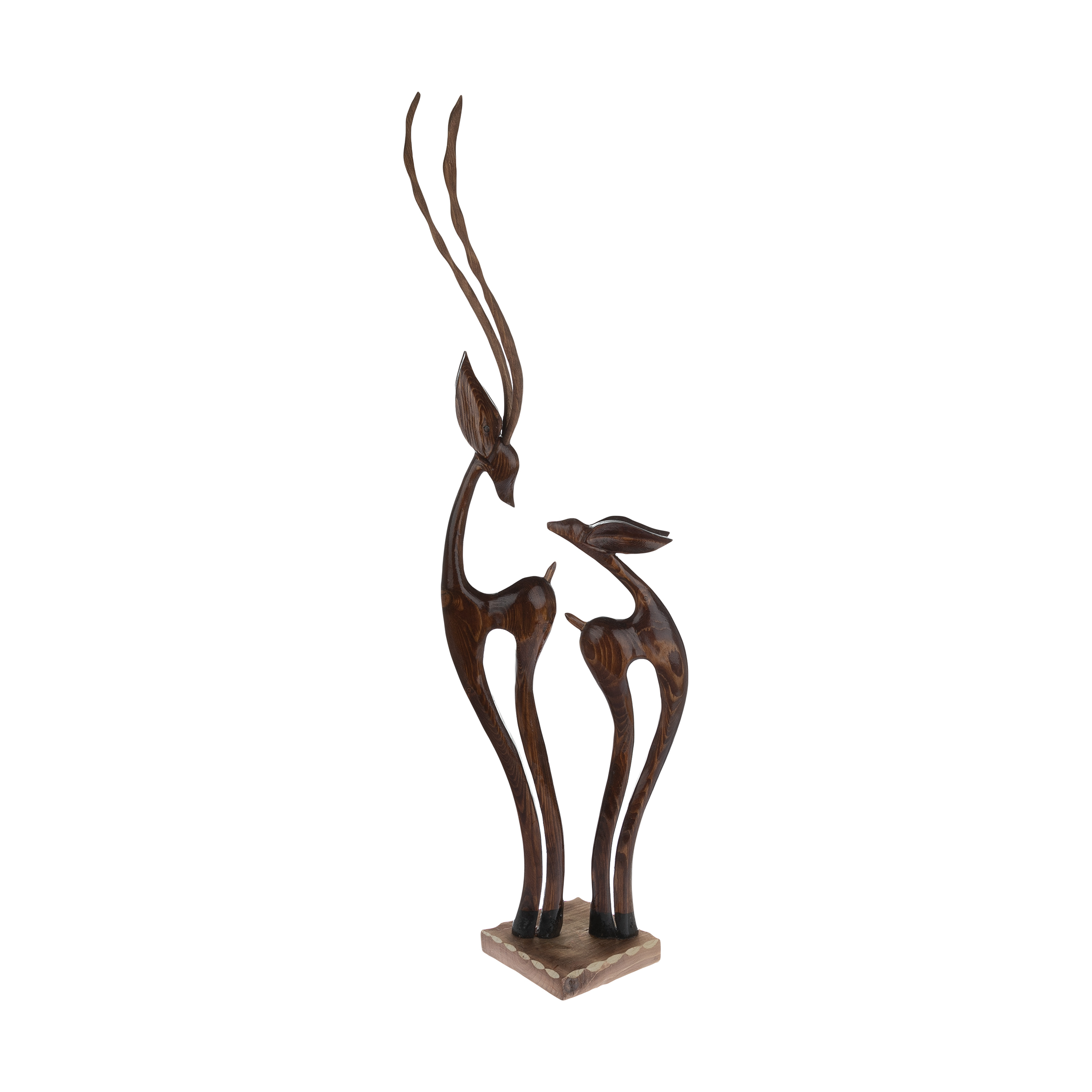 مجسمه چوبی طرح غزال عاشق مدل چهارپا کد 0026-65