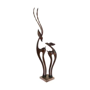مجسمه چوبی طرح غزال عاشق مدل چهارپا کد 0026-65