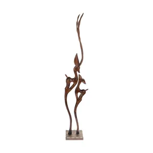مجسمه چوبی طرح غزال عاشق  مدل تکپا کد 0023-60