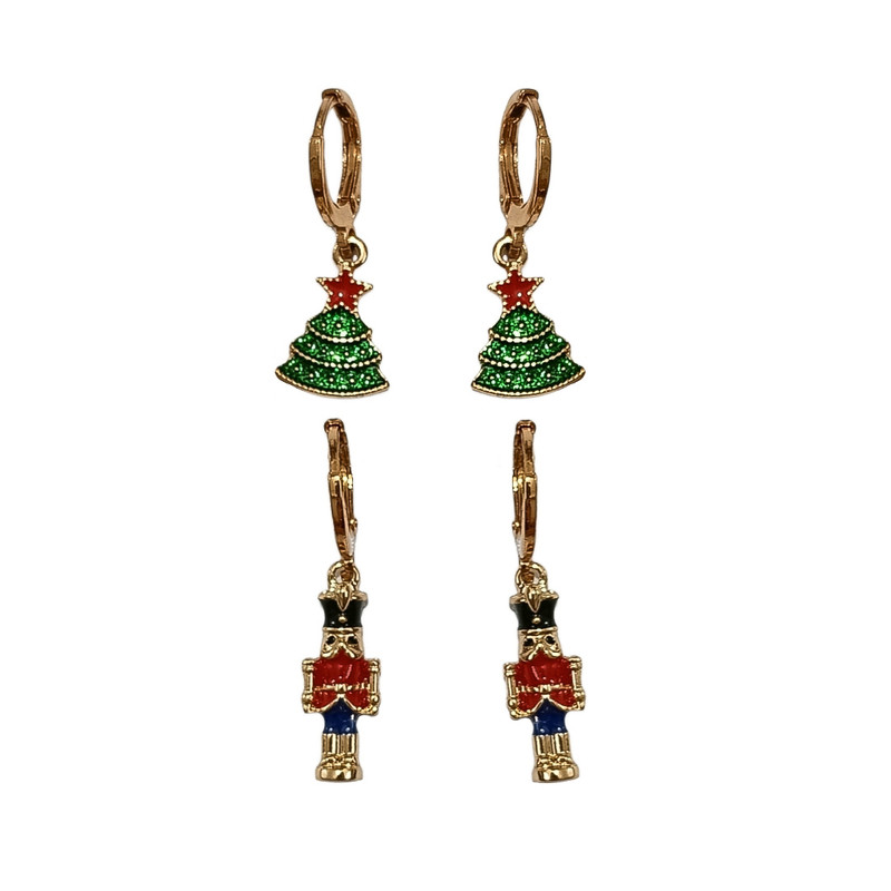 گوشواره زنانه آی ام مدل Xmas HOHOHO مجموعه 2 عددی