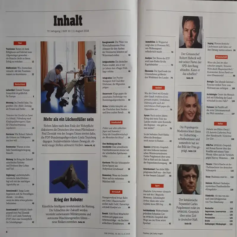 مجله اشپيگل آگوست 2018