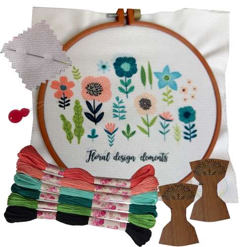 بسته گلدوزی طرح باغ گل مجموعه 12 عددی