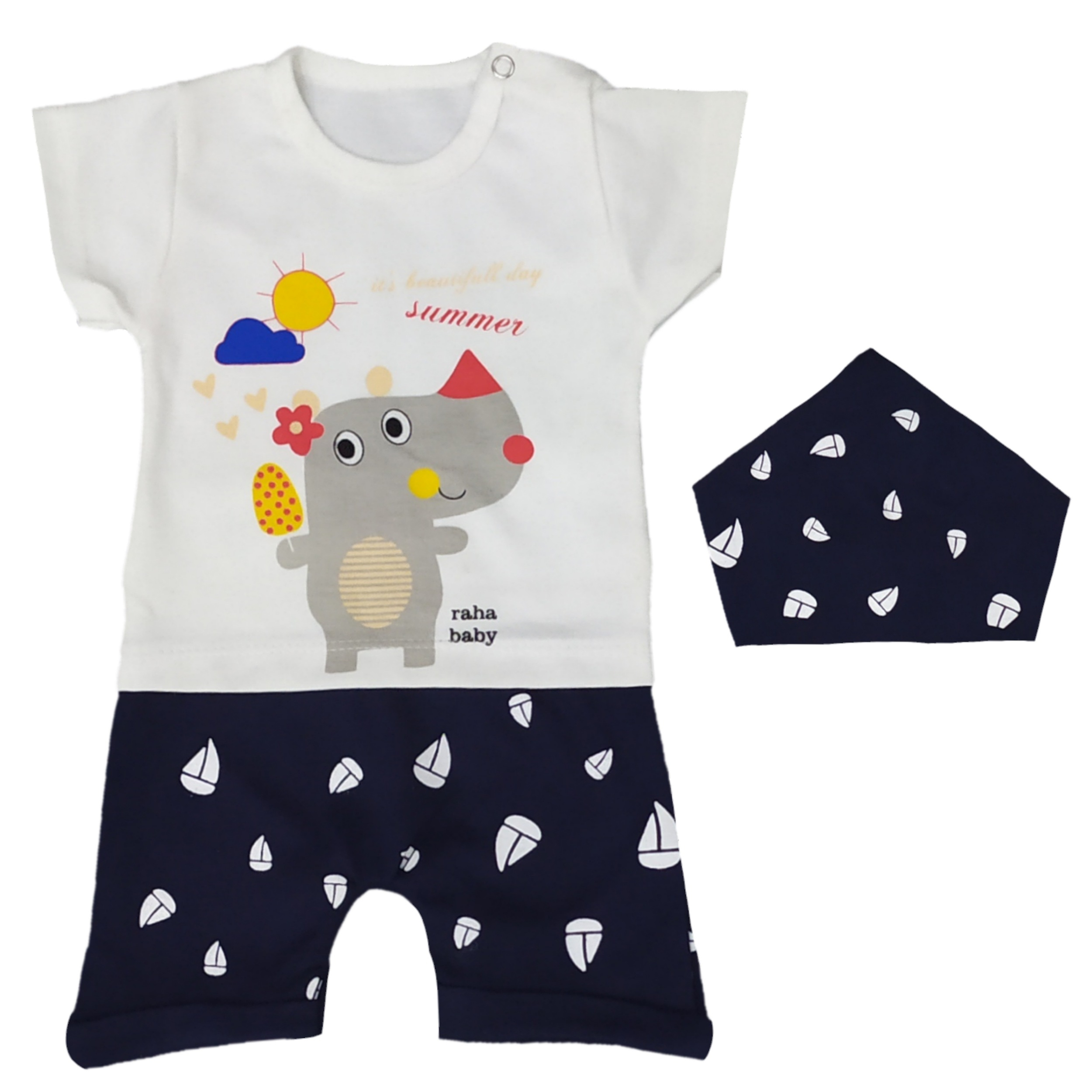 ست سرهمی و دستمال سر نوزادی کد a31