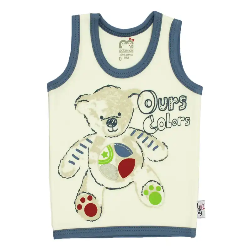 تاپ نوزادی آدمک طرح تدی رنگ آبی