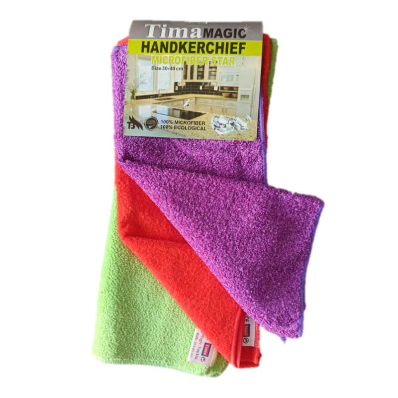 دستمال میکروفایبر نظافت خودرو تیما مدل T3 مجموعه 3 عددی