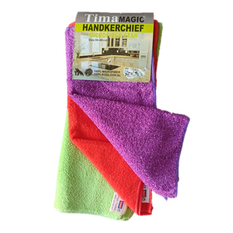 دستمال میکروفایبر نظافت خودرو تیما مدل T3 مجموعه 3 عددی