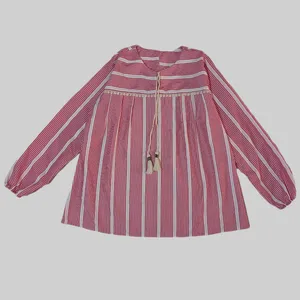 بلوز آستین بلند زنانه طرح راه راه مدل منگوله دار 001