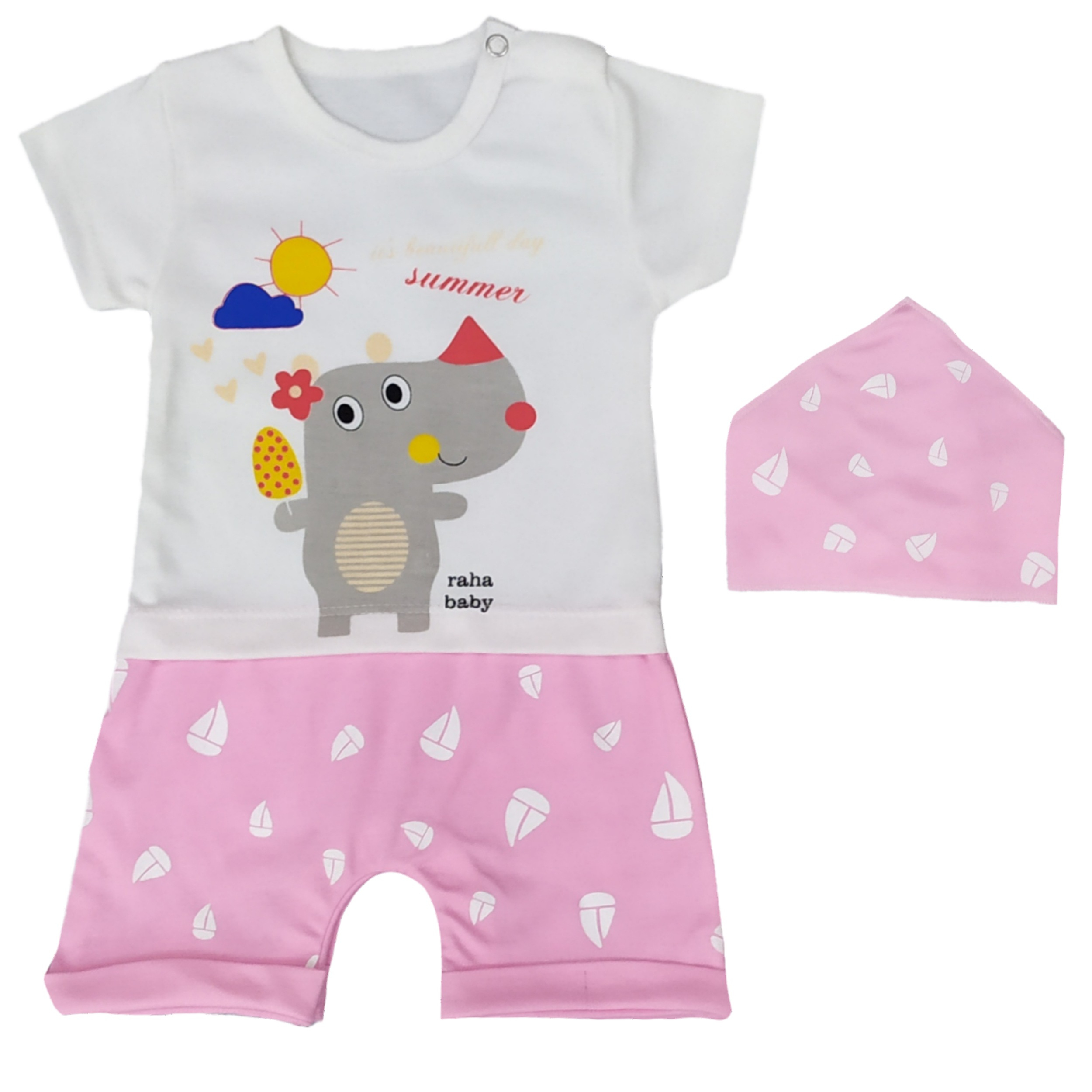 ست سرهمی و دستمال سر نوزادی کد a30