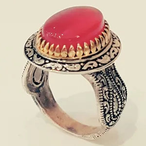 انگشتر نقره مردانه مدل  سنگ عقیق یمنی کد P770