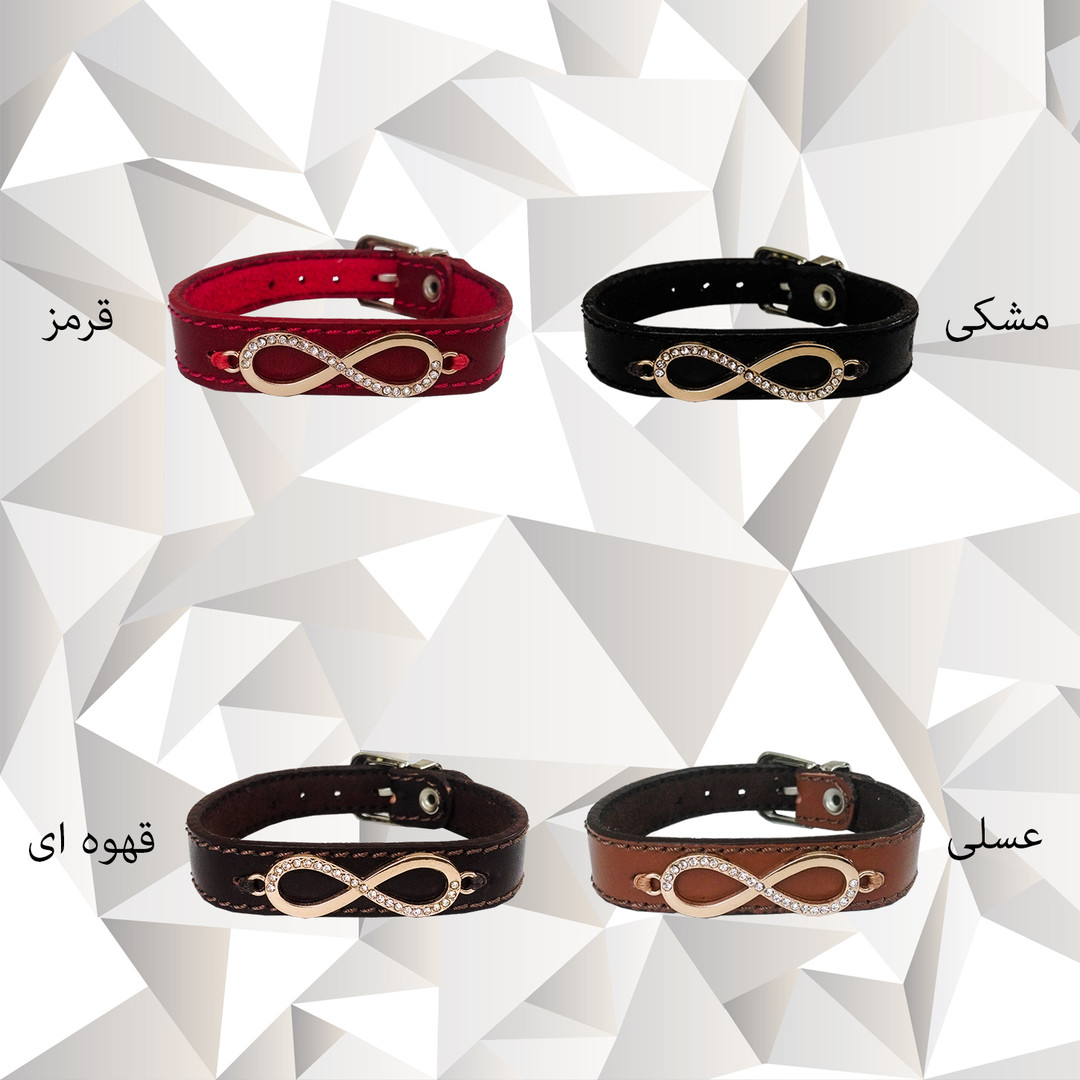دستبند چرم وارک طرح بینهایت مدل آپامه rb174