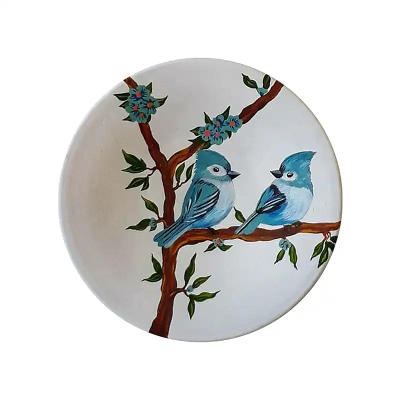 بشقاب دیوارکوب سفالی طرح پرنده کد D88-A مجموعه 3 عددی