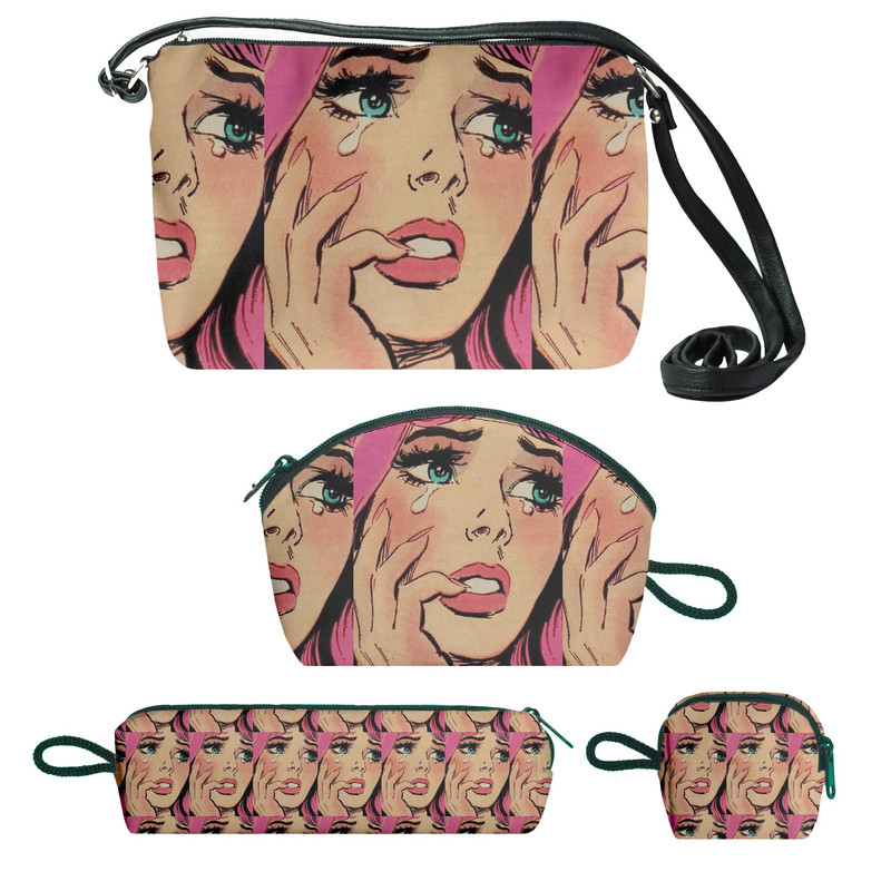 کیف دخترانه طرح چهره کد 92fa3 مجموعه 4 عددی