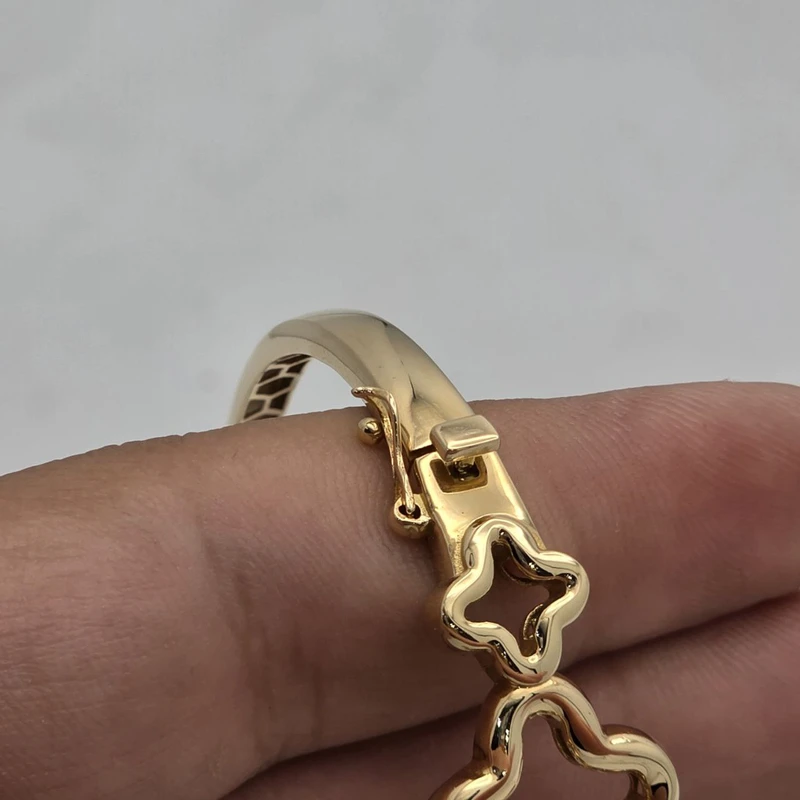 عکس شماره 7 : دستبند النگویی طلا کم اجرت 18 عیار زنانه طلا و شمش برلیان مدل ونکلیف الحمبرا