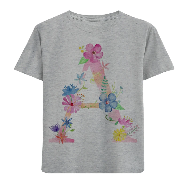 تیشرت آستین کوتاه دخترانه طرح A کد F117