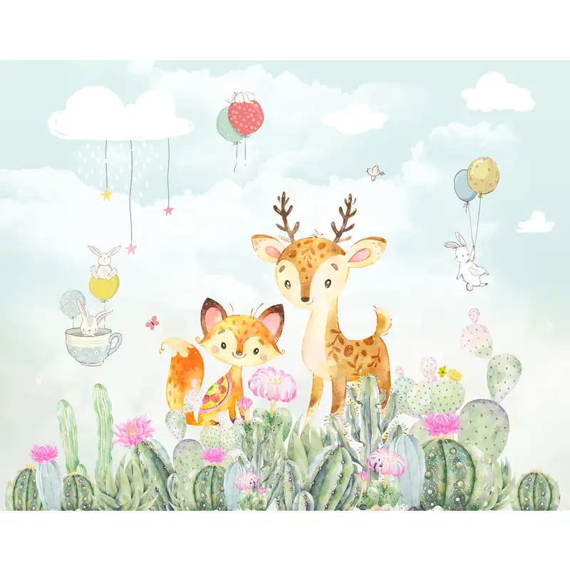 پوستر دیواری اتاق کودک طرح گوزن و روباه کد pk119