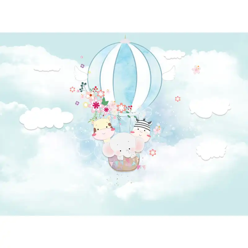 پوستر دیواری اتاق کودک طرح حیوانات بالون‌سوار کد pk121