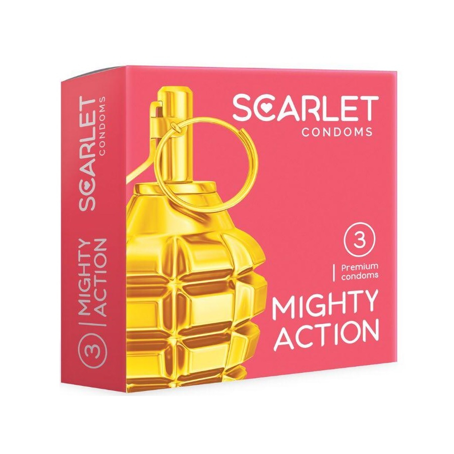 کاندوم اسکارلت مدل MIGHTY ACTION بسته ۳ عددی