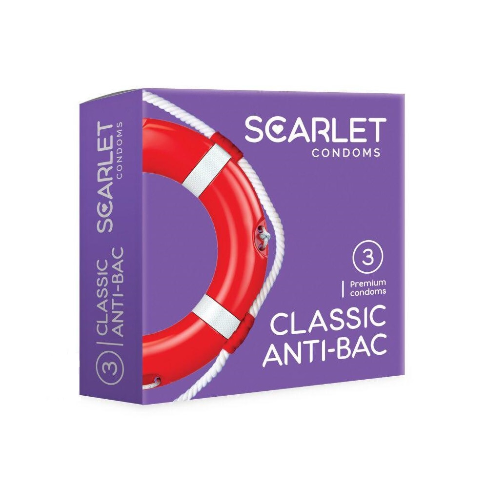 کاندوم اسکارلت مدل CLASSIC ANTI-BAC بسته ۳ عددی