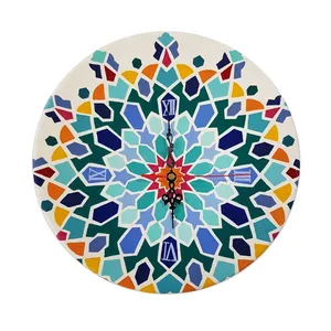 ساعت سفالی طرح نقوش هندسه