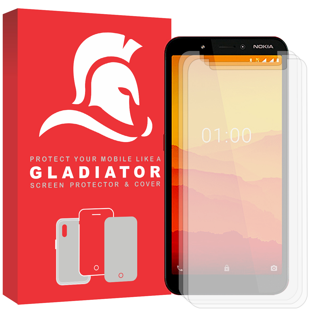 نقد و بررسی محافظ صفحه نمایش گلادیاتور مدل GLN3000 مناسب برای گوشی موبایل نوکیا C1 بسته سه عددی توسط خریداران