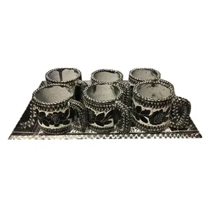 سرویس قهوه خوری سنگی 9 پارچه طرح گلسنگ کد SGHG01