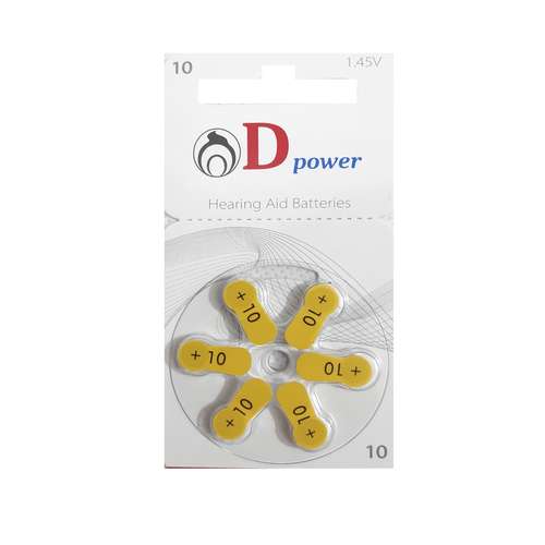 باتری سمعک دی پاور  مدل 10 بسته 6 عددی