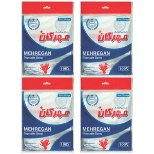  دستکش یکبار مصرف مهرگان مدل MG-100 بسته 4 عددی