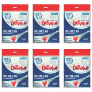 دستکش یکبار مصرف مهرگان مدل MG-100 بسته 600 عددی