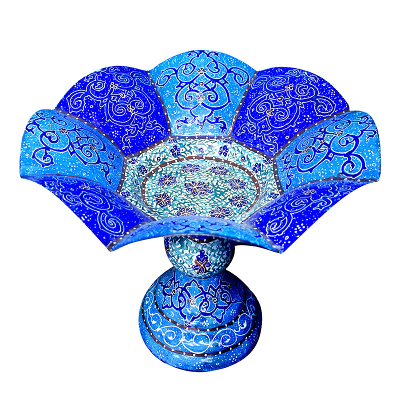 شیرینی خوری میناکاری آسمانی طرح گلبرگ فیروزه مدل M-Conf-1-1725