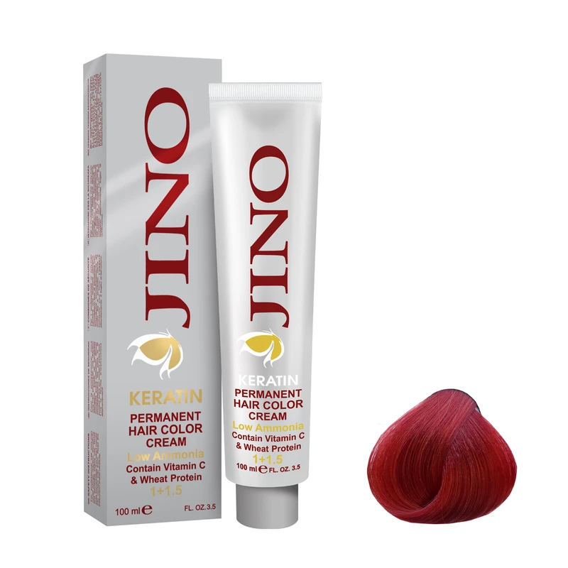 رنگ مو ژینو سری Fire Red شماره 7.66 حجم 100 میلی لیتر رنگ بلوند قرمز آتشی متوسط