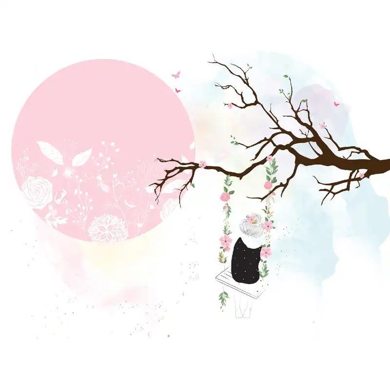 پوستر دیواری اتاق کودک طرح دختر تاب سوار کد pk100