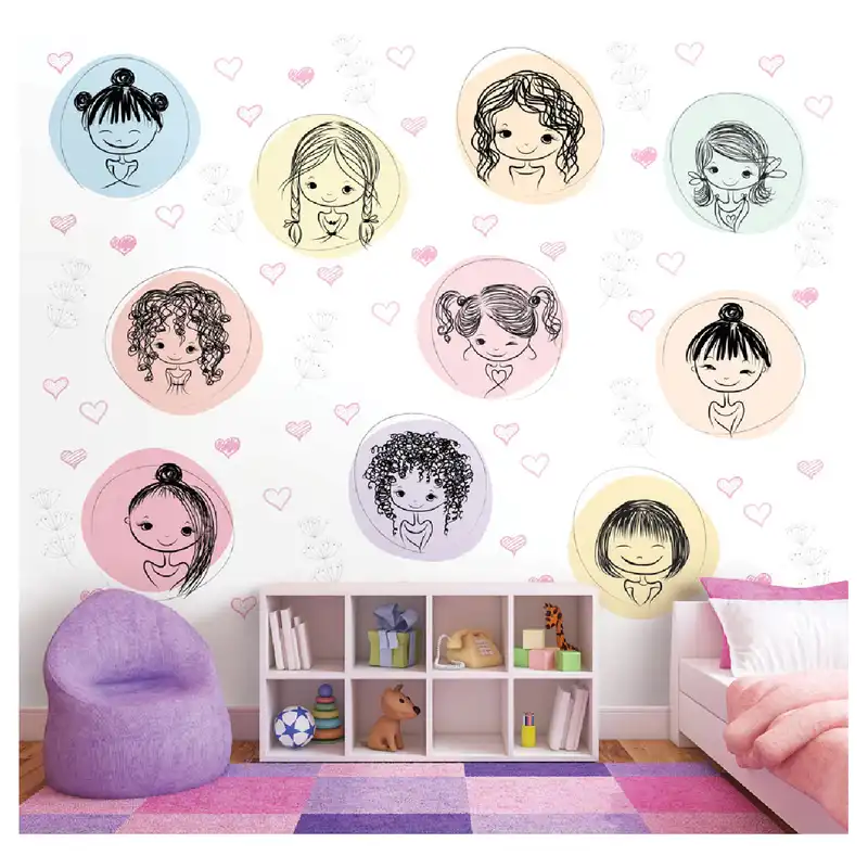 پوستر دیواری اتاق کودک طرح دختر کوچولوها کد pk101