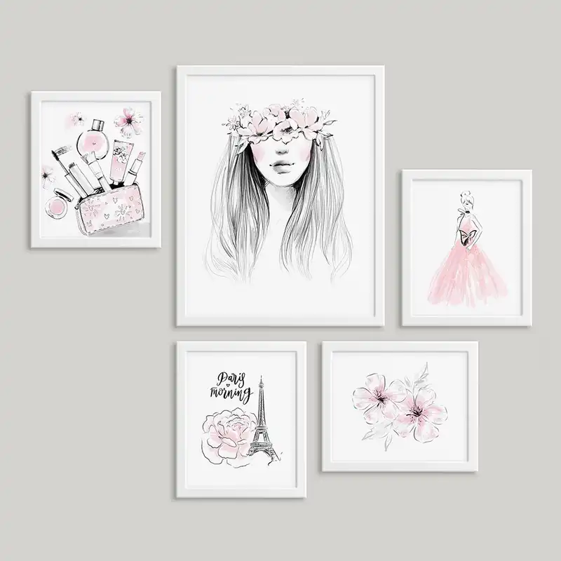 تابلو سالی وود طرح آرایش دخترانه کد T110218 مجموعه 5 عددی