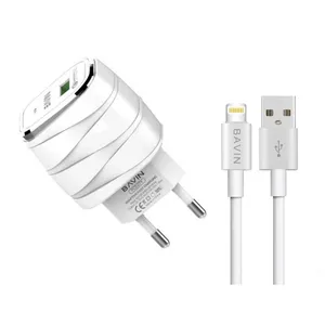 شارژر دیواری باوین مدل PC527Y به همراه کابل تبدیل لایتنینگ