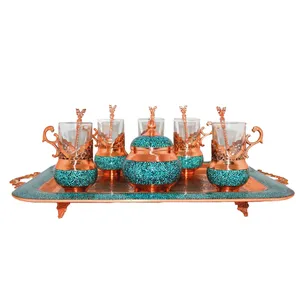 سرویس چای خوری فیروزه کوبی 8 پارچه کد 12251
