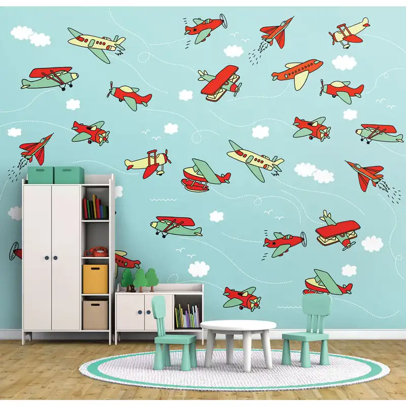 پوستر دیواری اتاق کودک طرح هواپیماها و پرواز کد pk137