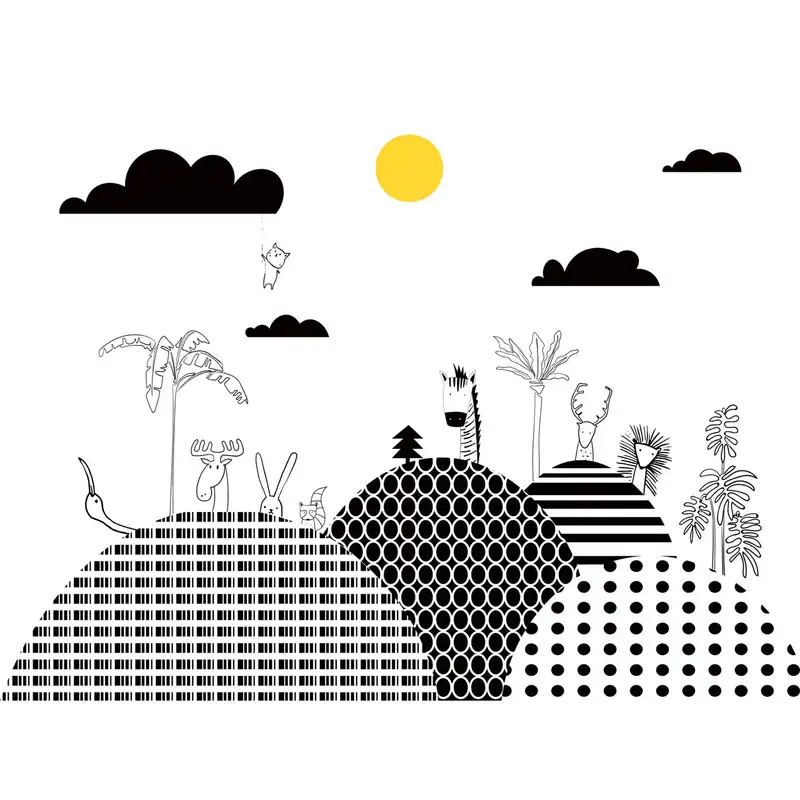 پوستر دیواری اتاق کودک طرح جنگل و حیوانات کد pk139