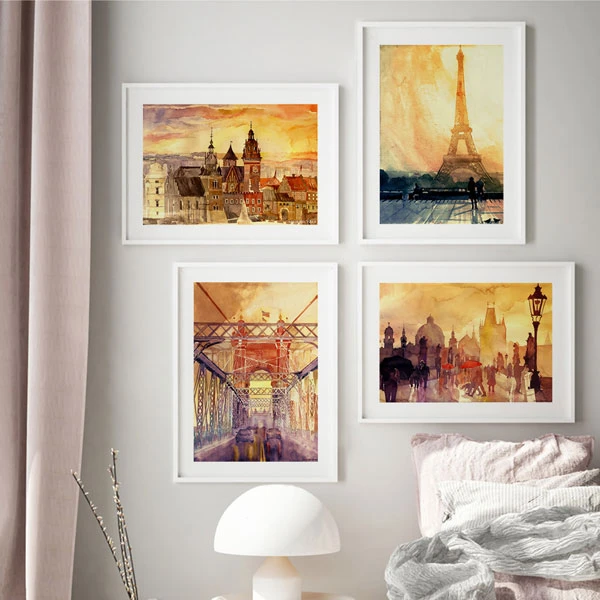 تابلو سالی وود طرح غروب رنگی کد T110105 مجموعه 4 عددی