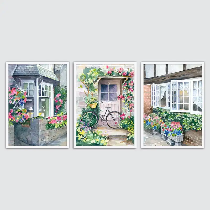 تابلو سالی وود طرح کوچه های دلنشین کد T110404 مجموعه 3 عددی