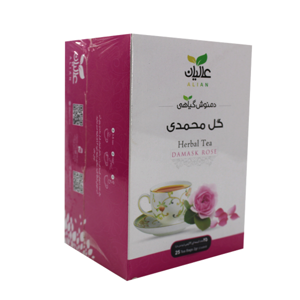  دمنوش کیسه ای گل محمدی عالیان بسته 25 عددی