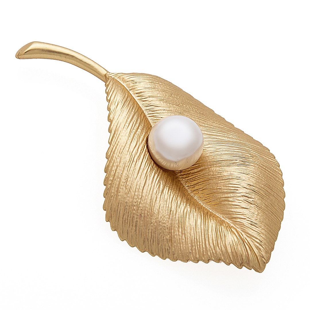 گل سینه زنانه طرح برگ کد G3001