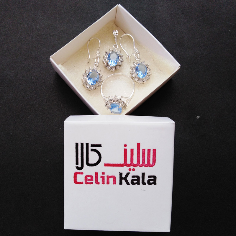 نیم ست نقره زنانه سلین کالا مدل Ce-topaz7
