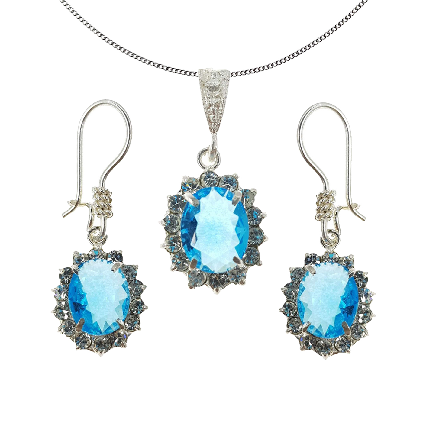 نیم ست نقره زنانه سلین کالا مدل Ce-topaz8