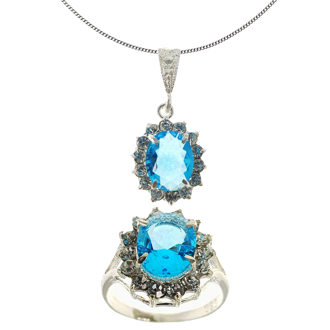 نیم ست نقره زنانه سلین کالا مدل Ce-topaz9