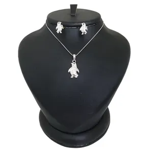  نیم ست نقره زنانه ترمه 1 طرح پنگوئن کد NS-1028
