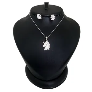  نیم ست نقره زنانه ترمه 1 طرح اسب تک شاخ کد NS-1029