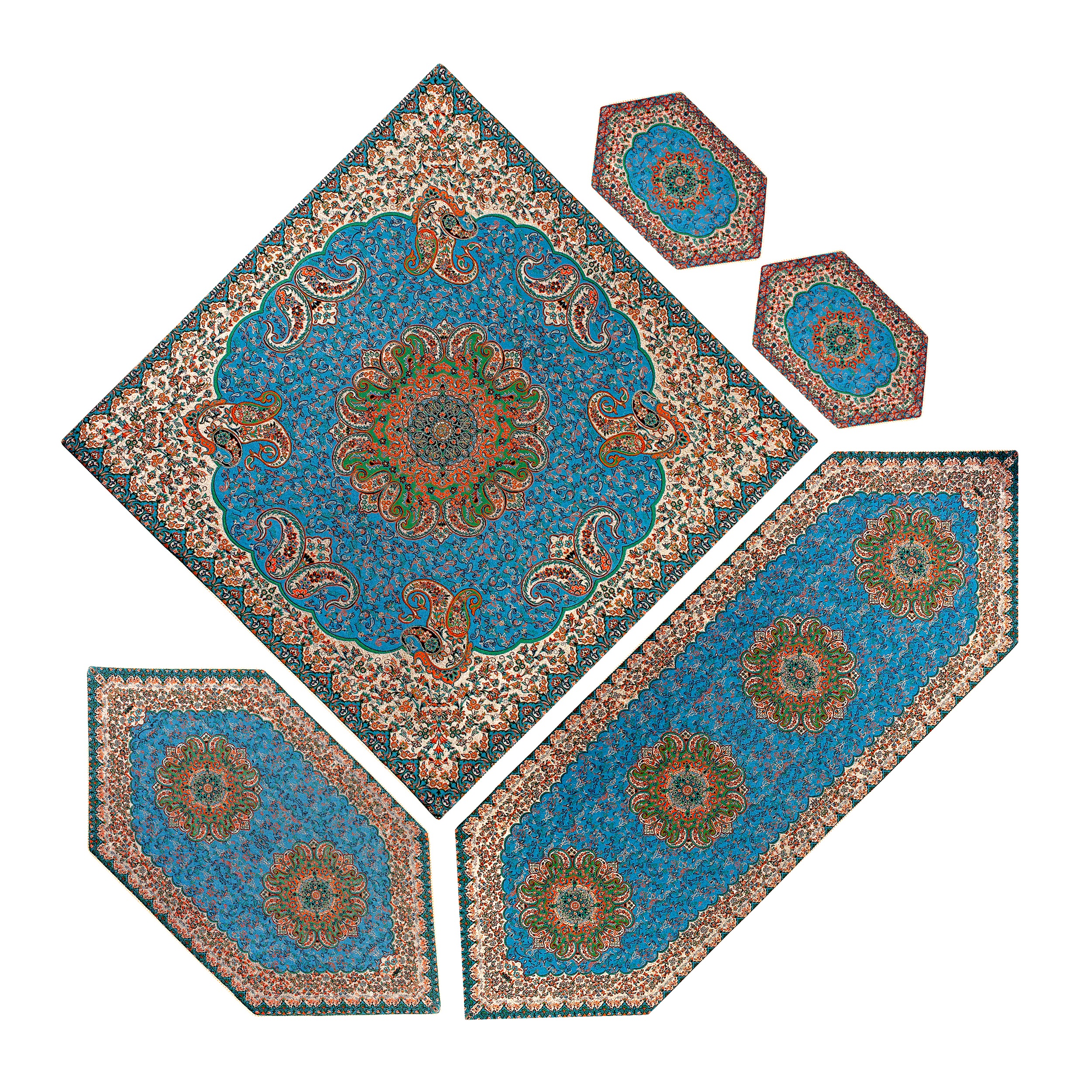 ست 5 تکه رومیزی ترمه مدل ترنج کد Trj-1007